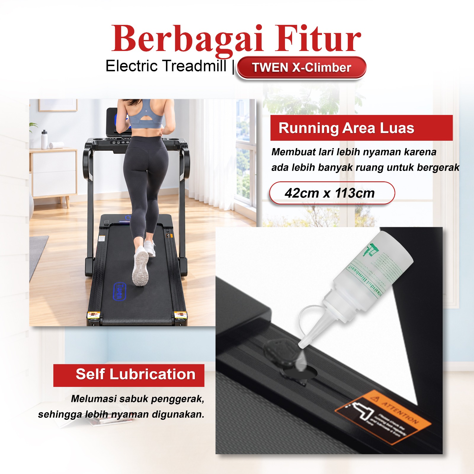 TWEN X-Climber Treadmill Listrik Multifungsi Gambar produk 6