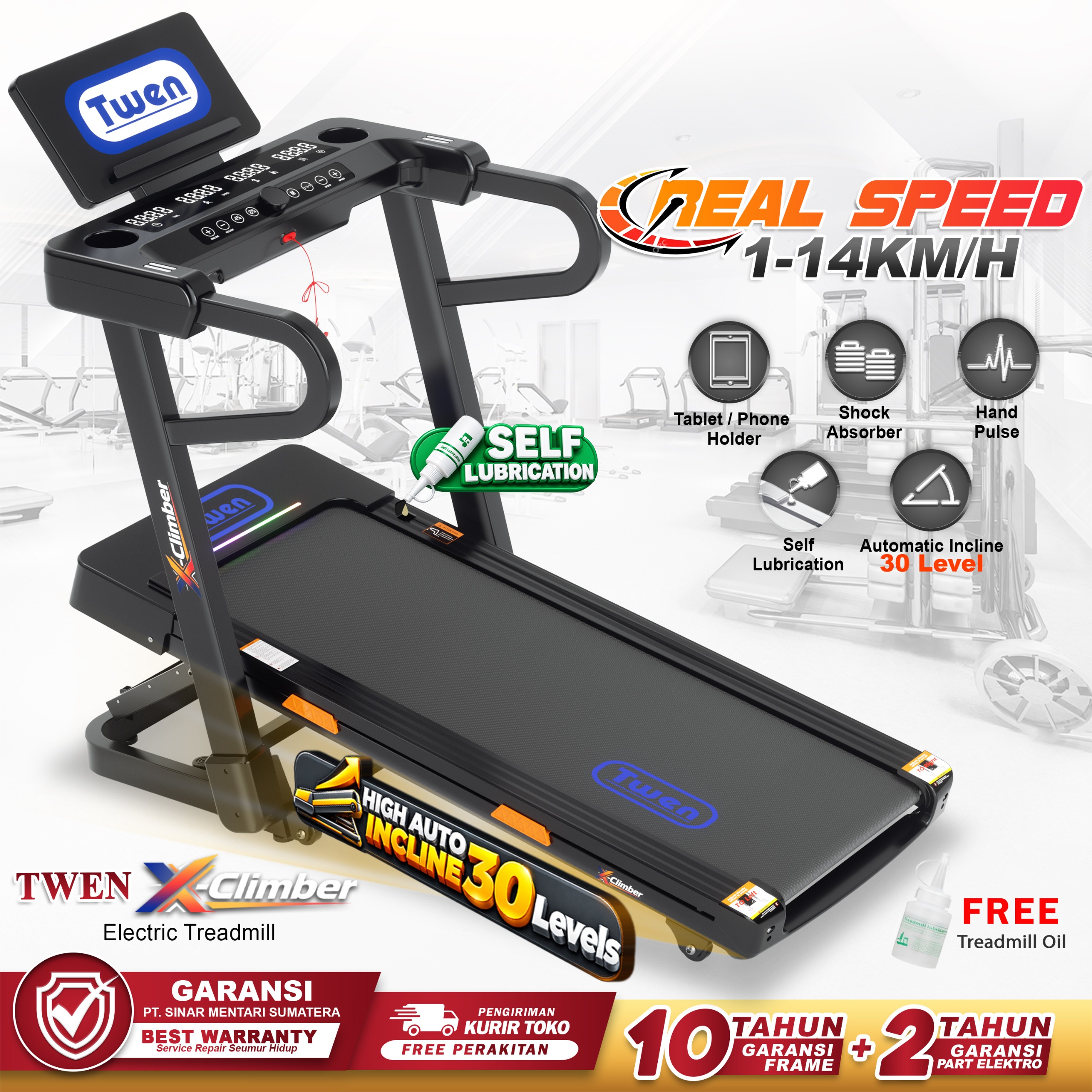 TWEN X-Climber Treadmill Listrik Treadmill Multifungsi